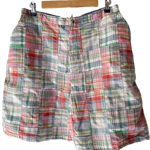 Orvis Women's Madras Shorts Pastel Plaid Patchwork Lined Size 14